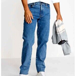 Lands End flannel Jeans men's 42 x 34 warm winter blue cotton pants xl tall new